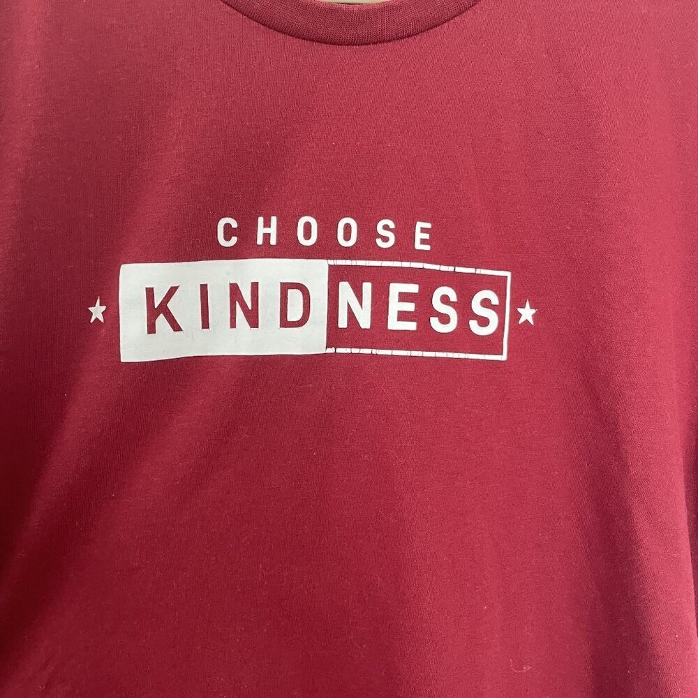 Choose Kindness Here & Now Burgundy Cotton T-Shirt XL women's short sleeved top - Picture 3 of 7